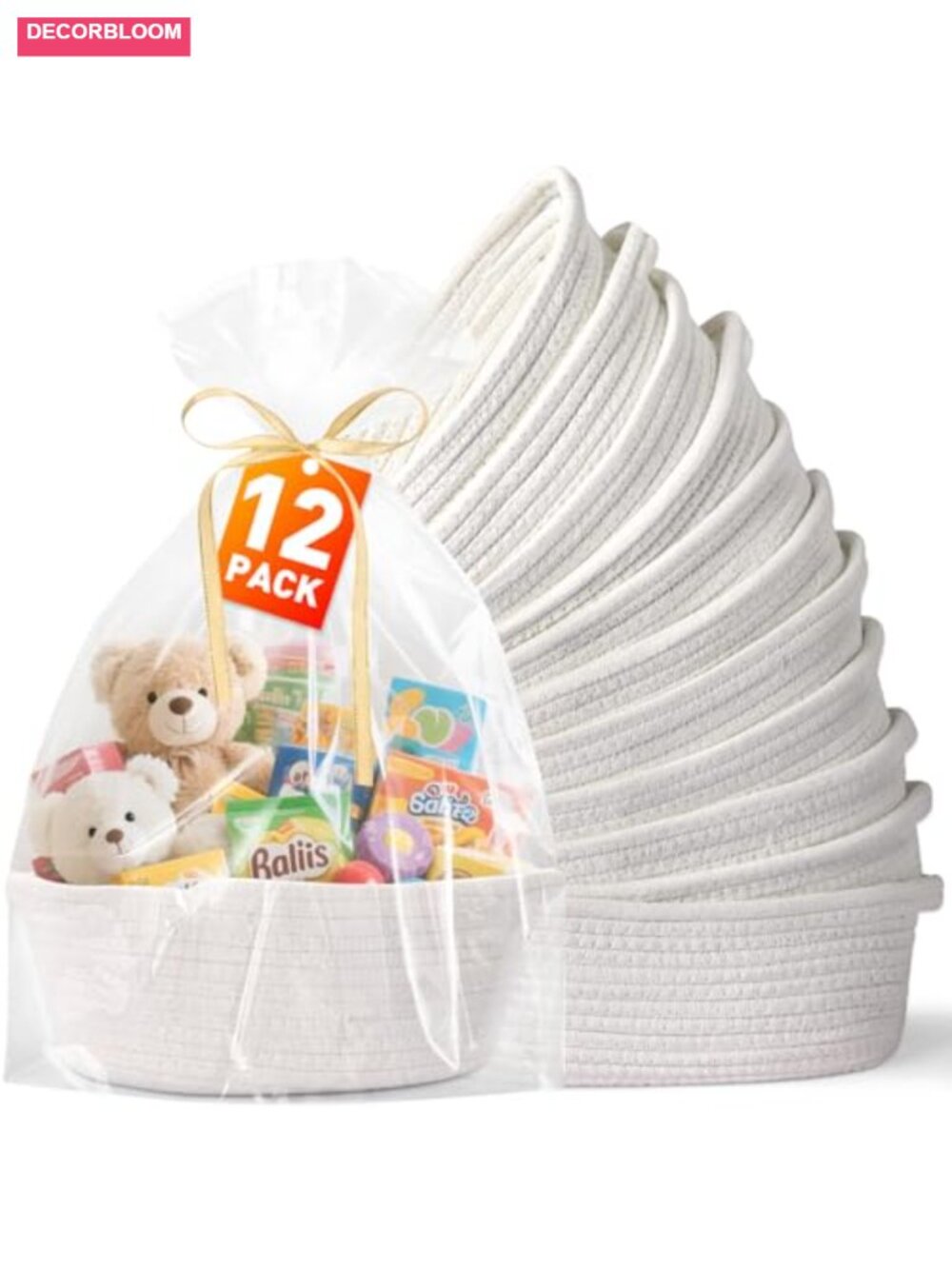 Small Woven Rope Gift Baskets 12 Pack Empty with Gift Bags